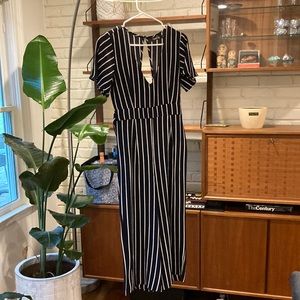 Striped midi jumpsuit